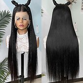 baratos Perucas de seda frontais de cabelo natural-peruca de cabelo humano de renda completa, cor natural, peruca de cabelo liso, densidade 150%