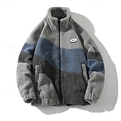 preiswerte Fleece &amp; 3 in 1 Jacken-Herren Windjacke Wanderjacke Wanderfleecejacke Winter Draussen Patchwork Thermik Winddicht Fleecejacken Schwarz Weiß Grau
