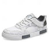 billiga Herrsneakers-Herr blå och vita sportsneakers med mesh-ovandel med andningsbar design, snygg snörning, perfekt för både vardagsaktiviteter och fritidsaktiviteter