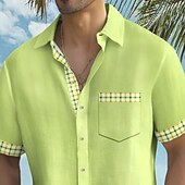 voordelige Geometrisch patroon-Voor heren Geometrisch Dambord manchetten Overhemd Zomer overhemd Overhemd met knopen Korte mouw Mode-casual Buiten Vakantie Dagelijks gebruik Zomer Lente Strijkijzer 3D-afdrukken shirts met kraag