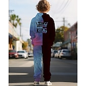voordelige Jongens 3D Visie &amp; Geometrie-Jongens 3D Grafisch Set met capuchon en joggingbroek Sportoutfit Trainingspakken Lange mouw Lente Herfst Dagelijks Basic Casual Kinderen 4-12 jaar Capuchon Buiten Vakantie Sport Getailleerd