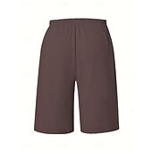 baratos Shorts-Mulheres chinês Bermudas Férias Moda Básico Comprimento do joelho Cintura Alta Tecido Bolsos Cintura elástica Confortável Macio Micro-Elástica Ao ar livre Rua Verde Militar Azul marinho Preto Branco
