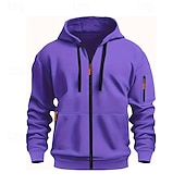 preiswerte Basic-Hoodies für Herren-Herren Kapuzensweatshirt Schwarz Weiß Wein Armeegrün Rote Mit Kapuze Einfach Reißverschluss Farbblock Sport &amp; Outdoor Lässig Täglich Polyester Cool Lässig sportlich Frühling &amp; Herbst Bekleidung