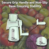 abordables Ustensiles et gadgets de cuisine-Hachoir à aliments et râpe à fromage 5 en 1, trancheuse à légumes rotative manuelle avec 5 lames en acier inoxydable, sans BPA, facile à nettoyer, cadeau de cuisine pour fromage, carottes, pommes de