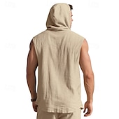 preiswerte Fitness Tank-Tops-Herren Tank Top Weste Unterhemd Ärmelloses Shirt Ärmellos Mit Kapuze Sommer Einfach Mode Designer Basic Knöpfe Urlaub Straße Ausgehen Schwarz Weiß Gelb Top T-Shirt für Herren