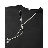 preiswerte Urlaub-Herren Hemd Leinenhemd Popover-Hemd Freizeithemd Baumwollhemd Einfach Urlaub Hawaiianisch Schwarz Weiß Braun Grün Langarm V Ausschnitt Frühling Herbst Bekleidung