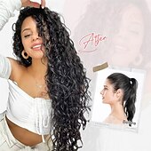 economico Clip nelle estensioni-Extension per capelli con clip da 9 pezzi, 22 pollici, extension per capelli ricci, lunghe e morbide, sintetiche, per donne