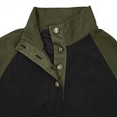 baratos Suéteres básicos-Homens Moletom com zíper Moletom Zip Moletom com capuz Adamascado Khaki claro. Preto Vinho Verde Tropa Colarinho Clerical Bloco de cor Zip Up Bloco de cor Desportos e Ar livre Casual Diário Roupa de