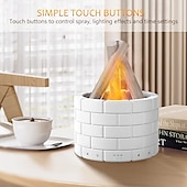 ieftine lampă de noptieră-Umidificator de aromaterapie la modă cu efect realist de flacără - un umidificator alb elegant, potrivit pentru case și birouri, un cadou ideal pentru Ziua Recunoștinței și un difuzor de aromaterapie