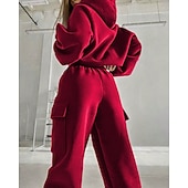 abordables Chándales-Mujer Tracksuit Pantalones Deportivo Pantalones de chándal Encaje Bolsillo Color sólido Trajes de Yoga Otoño Magenta Negro Gimnasio Ropa Deportiva Corriendo Mantiene abrigado Resistente al Viento