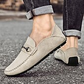 abordables Chaussures sans lacets &amp; mocassins-Mocassins en daim beige pour hommes avec boucle, légers et flexibles, parfaits pour une tenue de bureau décontractée, des soirées sociales et des journées de détente