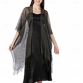 baratos envoltórios da mãe-Capa Elegante de Proteção Solar para Mulheres com Mangas Curtas em Seda Imitada com Cor Pura para Casamento de Verão