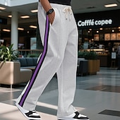 cheap Straight Leg-Men&#039;s Sweatpants Trousers Casual Pants Running Pants Sports Pants Drawstring Side Stripe Elastic Waist Color Block Comfort Full Length Outdoor Casual Daily Streetwear Hip Hop Black Khaki