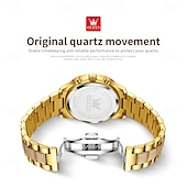 economico Orologi al quarzo-OLEVS 3645 orologio da uomo, orologio al quarzo originale di alta marca, cronografo multifunzionale in legno massello, orologio con fasi lunari