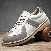 abordables Occasionnel-Homme Derby Marche ancien Affaires Occasionnel Quotidien Daim Cuir fendu Confortable Antidérapant À lacets Gris&amp;Blanc Noir Printemps