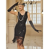 olcso Ruhák-Retró Ordító 20-as évek 1920-as évek Flapper ruha Ruhák Felszerelések A nagy Gatsby Esküvői Vendég Flitter Rojt Női Karácsony Mindszentek napja Farsang Buli és este Esküvői fogadás Lánybúcsú Felnőttek