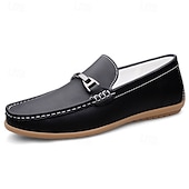 voordelige Casual loafers-Rode imitatieleren loafers voor heren, stijlvol instapmodel met comfortabele, zachte binnenzool, ideaal voor zakelijke, casual weekenden en reizen