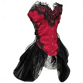 cheap Tops-Vintage Rococo Punk &amp; Gothic Overbust Corset Bustier Bodyshaper Pirate Lace Women&#039;s Fantasy Halloween Carnival Valentine&#039;s Day Party / Evening Prom Adults&#039; Bra Underwear All Seasons