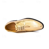 economico Formale-scarpe stringate dorate lucide da uomo – finitura in vernice lucida, perfette per matrimoni ed eventi formali serali