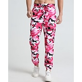 preiswerte Sweatpants-Herren Sporthose Jogginghose Hose Tasche Kordelzug Elastischer Bund Tarnung Komfort Sport im Freien Täglich Mode Lässig Rosa Rote Mikroelastisch
