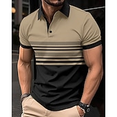cheap Men&#039;s Classic Polo-Men&#039;s Golf Shirt Golf Polos Shirts Work Casual Lapel Short Sleeve Basic Modern Striped Buttons Summer Regular Fit White Pink Red Royal Blue Green Khaki Golf Shirt
