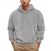 baratos camisolas de lã-Homens Moletom com zíper Moletom Moletom Zip Moletom de lã Adamascado Preto Azul Marron Cinzento Com Capuz Tecido Textura Desportos e Ar livre Casual Diário Roupa de rua Legal Designer Outono