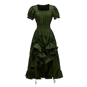 levne Šaty-Retro Středověké Renesanční Košile Keltské šaty Šaty inspirované Regency Ren Faire Viking Elfí Dámské Keltské Pirát Fantazie předvečer Všech svatých Karneval Plesová maškaráda LARP Dospělí Šaty