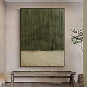 cheap Wabi Sabi-Handmade Oil Painting Canvas Wall Art Decoration Wabi-Sabi Style Retro Green Texture Abstract for Home Decor Stretched Frame Hanging Painting/Rolled Frameless Unstretched Painting