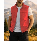cheap Vests-Men&#039;s Hiking Vest Sleeveless Vest Outdoor Breathable Lightweight Zipper Chinlon Black Army Green Red Hunting Fishing Climbing