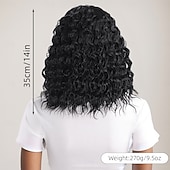 abordables Perruques Synthétiques Sans Bonnet-Perruque Synthétique Ondulé Afro Bouclé Coupe Asymétrique Avec frange Fabriqué à la Machine Perruque 14 pouces A1 Cheveux synthétiques Femmes Classique Confortable Dégradé de couleur Noir