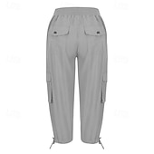 preiswerte Cargohose für Damen-Damen Cargo-Hosen Stoffhosen Streetwear Lässig Wadenlang Natürliche Taille Einfach Tasche Elastisches Kordelzugdesign Bequem Außenbereich Outdoor Streetwear Kamel Dunkelbraun Hellhimmelblau Schwarz