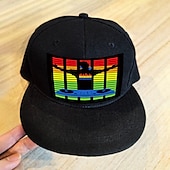 baratos Luzes decorativas-Boné snapback com LED ativado por som, chapéus com LED, boné de beisebol com exibição de mensagem, para festa de Natal e Halloween