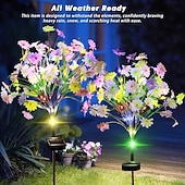 cheap Landscape Lights-2PCS Solar Simulation Flower Lawn Light LED Path Light Outdoor Waterproof Villa Garden Park Walkway Terrace Driveway Holiday Party Landscape Decoration