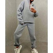 Χαμηλού Κόστους Αθλητικά κοστούμια-Γυναικεία Φόρμα Αθλητικές Φόρμες Φούτερ με πουλόβερ Τσέπη με φερμουάρ Μονόχρωμο Ρούχα σύνολα Φθινόπωρο Μαύρο Κίτρινο Σπαντέξ Προπόνηση Ένδυση γυμναστικής και άθλησης Τρέξιμο