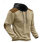 baratos hoodies básicos dos homens-Homens Moletons Waffle Moletom com capuz Preto Verde Cáqui Cinzento Com Capuz Bloco de cor Patchwork Trabalho Desportos e Ar livre Casual Básico Casual Treino Outono Inverno Roupa Moletons Moletons