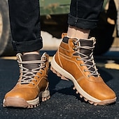tanie Buty trekingowe-brązowe buty motocyklowe dla mężczyzn z podparciem kostki i wytrzymałą podeszwą, wytrzymały design na zewnątrz dla motocyklistów, na weekendowe wycieczki i eksplorację miejską