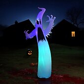 halpa Ilmatäytteiset pihakoristeet-1 kpl puhallettava halloween-valo, 3,6 m, 12 jalkaa, kuohuviini, liekki, fantomi-ilmamalli, ulkopiha, nurmikko, puutarhajuhlat, halloween-kauhu ja outo koristevalo