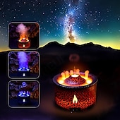 cheap Bedside Lamp-Volcanic Flame Aroma Diffuser with LED Night Light - Portable Essential Oil Humidifier Auto Shut-Off 2 Color Modes Ideal for Home &amp; Office