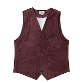 levne Gilety-Pánské Kamizelka Vesta Dovolená Párty Obchod Módní Na běžné nošení Jaro Podzim Knoflíky Kapsy Polyester Kordura Pohodlné Pevná barva Jednořadové sako s jedním knoflíkem Do V Běžný Tmavěhnědá Čern