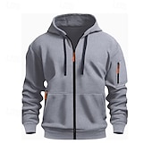 preiswerte Basic-Hoodies für Herren-Herren Kapuzensweatshirt Schwarz Weiß Wein Armeegrün Rote Mit Kapuze Einfach Reißverschluss Farbblock Sport &amp; Outdoor Lässig Täglich Polyester Cool Lässig sportlich Frühling &amp; Herbst Bekleidung