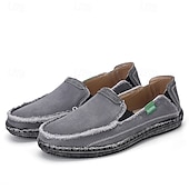 economico Slip-ons e mocassini da uomo-Mocassini da uomo in denim blu con bordo sfrangiato, scarpe casual leggere slip-on per le uscite del fine settimana, le passeggiate estive e il comfort quotidiano
