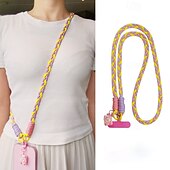 economico Lanyards e cinturini da polso per telefono-Nuova tracolla con tre fili a coda di cavallo, cordino per cellulare da donna, anti smarrimento, cordino robusto con ciondolo a forma di cartone animato, cordino lungo per cellulare.