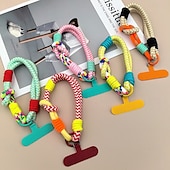 abordables Otras carcasas-Cuerda corta de moda de dos pliegues a juego con colores, cuerda corta de muñeca simple, cuerda colgante de doble capa, firme y resistente, antirroturas y anticaídas, cuerda para colgar teléfonos
