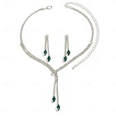 abordables Parures de Bijoux-un parure de bijoux de mariée 1 Alliage Boucles d&#039;oreilles Collier Femmes Élégant Luxe Mignon Joie Parure de Bijoux Pour Tenue de soirée