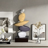 Χαμηλού Κόστους Αγάλματα-Διακοσμητικό στολίδι φενγκ σούι από ρητίνη, μοντέρνο ειδώλιο εισόδου «η κυλιόμενη πέτρα φέρνει τύχη», μινιμαλιστικό γλυπτό διακόσμησης σπιτιού, δώρο εγκαινίου για σαλόνι ή γραφείο