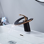 abordables Robinets de lavabo-Robinet de lavabo - Cascade Finitions peintes Ensemble central Poignée unique à un trouBath Taps