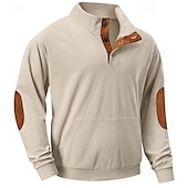 abordables Sudaderas Básicas_-Hombre Sudadera Albaricoque Negro Verde Ejército Marrón Gris Claro Cuello Mao Bloque de color Retazos Bolsillo Con Texturas Deporte Diario Festivos Poliéster Pana Ropa de calle Básico Casual