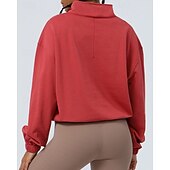 abordables Chaquetas impermeables-Mujer Sudadera tipo jersey Chaqueta para senderismo Chaqueta deportiva Al aire libre Elástico Trajes de senderismo Ropa de senderismo Otoño Sudadera Algodón Tenis Golf Corriendo Color sólido Violeta