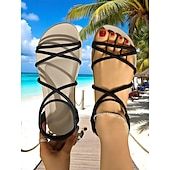 abordables Sandales de Vacances-Sandales plates beiges à brides élastiques pour femmes – Chaussures de plage légères et minimalistes pour les vacances d&#039;été, les tenues de villégiature et les tenues décontractées du quotidien