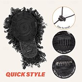 economico Code-Coda di cavallo con coulisse per donne nere, coda di cavallo afro con ciocca crespa e riccia, estensione con frangia, acconciatura nera, coda di cavallo con capelli naturali